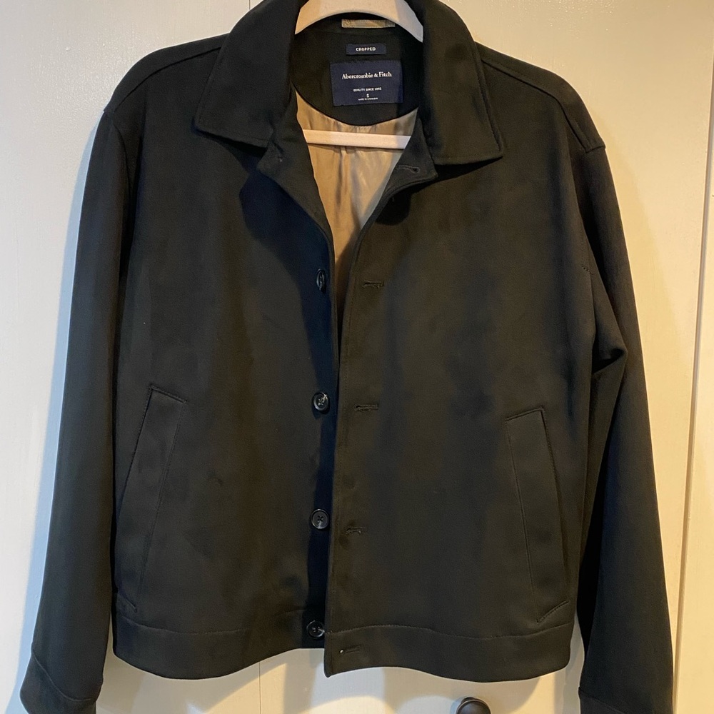 Abercrombie & Fitch Black Vegan Suede Jacket Size Small EUC